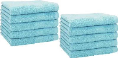 Produktbild von Betz 10 Stück Gästetücher 30x50 cm PREMIUM 100% Baumwolle Set Händehandtücher Farbe: ocean
