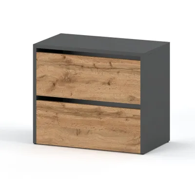 Produktbild von STIV Möbel | Schuhschrank mit Klappen | Grau Matt / Eiche Wotan | 60x36x50 cm | modular erweiterbar | modern & platzsparend