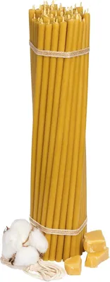 Zdjęcie produktu dla Świece Bijenwas No.40 - miód, 50 sztuk. Wysokiej jakości świece rytualne, wysokość: 26,5 cm, średnica: 7 cm