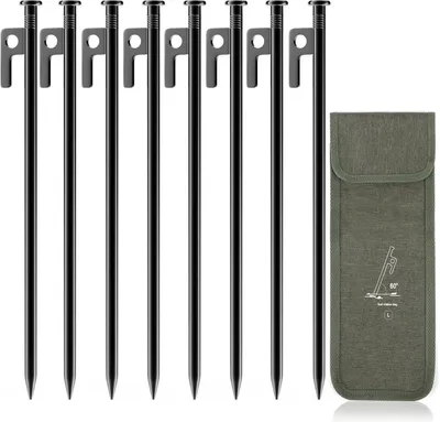 Imagen del producto de Estacas de acero, de 30 cm de longitud, paquete de 8 unidades, para terrenos duros