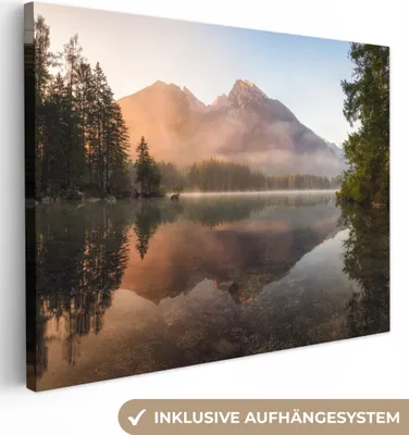 Obrázok produktu pre MuchoWow® - Plátno - Krajina - Hmla - Voda - Stromy, nástenný obraz, nástenné dekorácie obrazy obývacia izba, 80x60cm