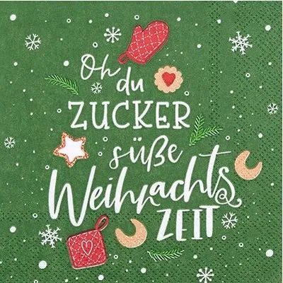 Produktbild von 20 kleine Cocktailservietten Zuckersüße Zeit - Süße Weihnachtszeit 25x25cm