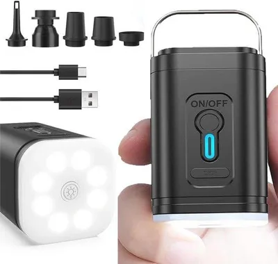 Productafbeelding van Elektrische Luchtpomp 2-in-1 voor Opblazen en Aftappen met 5 Sproeiers en Ingebouwde Adapter