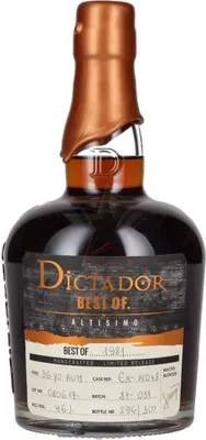 Immagine prodotto di Dictador BEST OF 1981 ALTISIMO Rum colombiano 36YO/080617/EX-W048 46 % 0,70 lt.