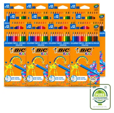 Image de 12 crayons de couleur BIC Kids Evolution - 12 couleurs - Grand pack - 12 pièces
