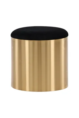 Immagine prodotto di Pouf pouf, poggiapiedi Ø45cm velluto nero, ottone.