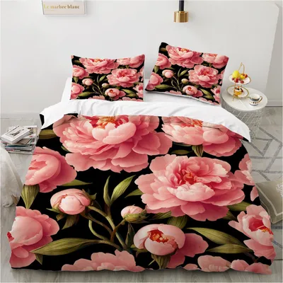 Immagine prodotto di Set di lenzuola 155x220 cm, motivo floreale, rosa, in microfibra, composto da 3 pezzi, con chiusura a zip