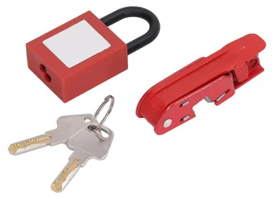 Image de Kit de verrouillage pour disjoncteurs, rouge, haute résistance, isolant, ignifuge, en nylon, pour les industries de l'énergie électrique et de la chimie