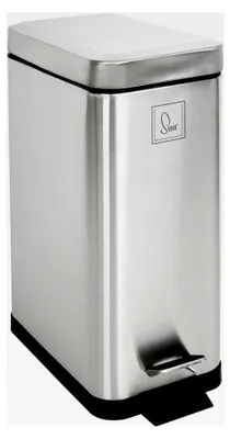 Produktbild von Treteimer 10l mit Inneneimer und Softclose-Deckel, freistehend, rechteckig, Silber
