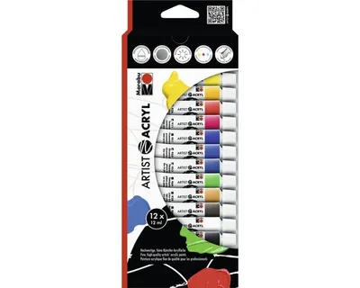 Obrázok produktu pre Súprava akrylových farieb Marabu "Artist Acryl", 12 x 12 ml