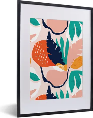 Produktbild von MuchoWow® MuchoWow® Gerahmtes Poster Dschungel - Blätter - Muster 30x40 cm - Poster mit zchwarzem Bilderrahmen - Wandposter Schlafzimmer