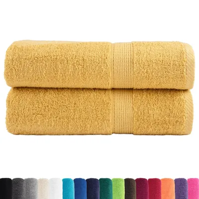Image de vidaXL Serviettes de bain premium SOLUND 2 pcs. Or 100x150 cm 600 g/m