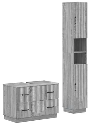 Imagen del producto de vidaXL Juego de dos armarios de baño HOORN, color gris Sonoma