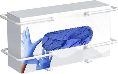 Immagine prodotto di Portaguanti bianco per scatola di guanti monouso - Portaguanti da parete - Kit da laboratorio - Organizer per guanti medici