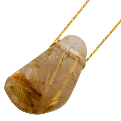 Produktbild von Rutilquarz Kette vergoldet weiss goldener Rutilquarz 95ct 47