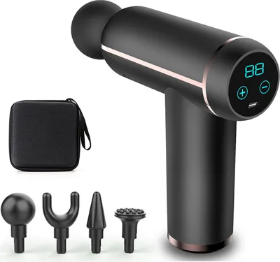 Produktbild von Massage Gun Portable Massage Gun LCD-Muskel-Massagegerät mit 4 Massageköpfen, 1500 mA