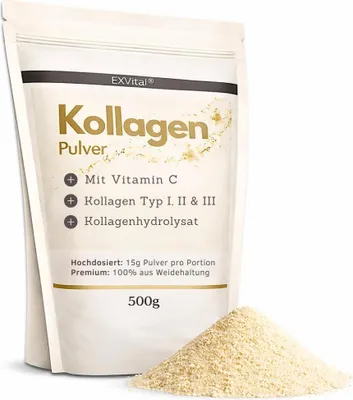 Produktbild von Kollagen Pulver mit Vitamin C (500g) von EXVital