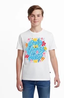 Produktbild von Spreadshirt Spongebob Schwammkopf Good Vibes Only Teenager Premium T-Shirt, 158/164 (12 Jahre), Weiß