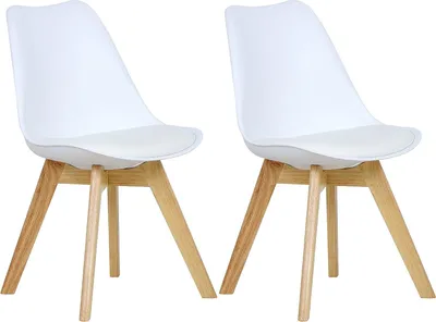 Produktbild von WOLTU 2 x Esszimmerstühle Design Stuhl Küchenstuhl stabil, robust, haltbar, langlebig Kunstleder Holz, Weiß