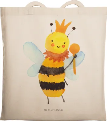 Produktbild von Mr. & Mrs. Panda Shopping Tasche Biene König - Transparent - Geschenk, Uni, Laptoptasche, Tote Bag, Jutetasche, Schultasche