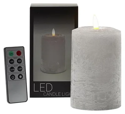 Produktbild von Branded By LED-Stumpenkerze Ø 7,6 × 12 cm - Grau