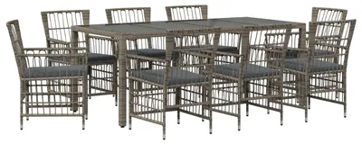 Immagine prodotto di vidaXL Set da pranzo da esterno, 9 pezzi, grigio, rattan sintetico