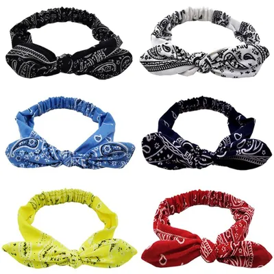 Productafbeelding van Hoofdbanden 6 stuks - Elastische Paisley Bandana's - Brede Verstelbare Haarstrik - Retro Knoop - Ademend Materiaal - Geschikt voor Vrouwen en Meisjes - Haarband