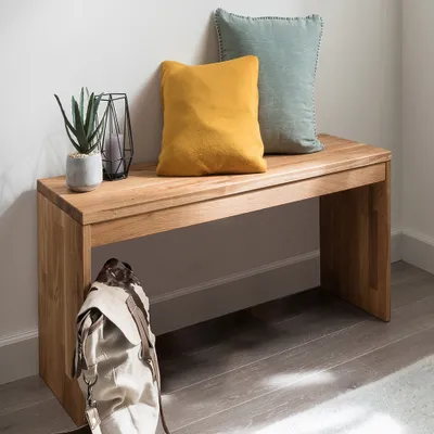 Produktbild von Garderobenbank Massivholz 82 cm Eiche massiv CUENCA-137