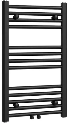 Productafbeelding van Badkamerradiator Benito - centrale aansluiting 50mm/zijwaarts - 265 W - mat zwart - 700x450 mm