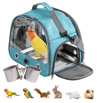 Vogeltransportbox mit Sitzstange und Edelstahlschale, 33x17x26 cm