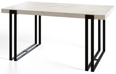Produktbild von Rechteckiger Esstisch Rosa, Moderner Wohnzimmertisch 140x80x77 cm, Marmur mit Metallbeinen in Schwarz