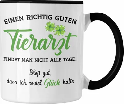 Produktbild von Trendation - Bester Tierarzt Geschenk Tasse Geschenkideen Veterinär Danke Dankeschön Weihnachten (Schwarz)