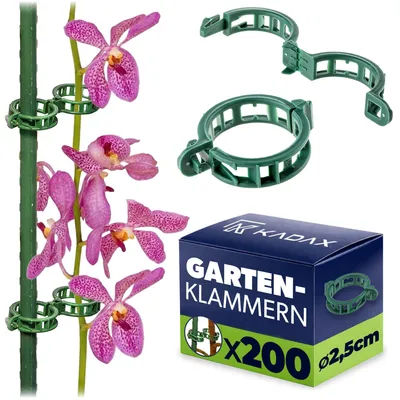 Produktbild von KADAX Pflanzenklammern ⌀ 2,5 cm, 200 Stück, Pflanzenclips aus Kunststoff, Tomatenclips, Pflanzen Klammern zur Befestigung im Gewächshaus, Garten & Hochbeet