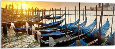 Produktbild von Bilder auf glas - Venedig Gondel - 140x50cm - Glasbilder - Wandbilder - Kunstdruck - zum Aufhängen bereit - Wanddekoration aus Glas - Glas Bilder - Wandbild auf Glas - Einteilig - GAB140x50-3531
