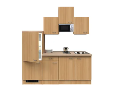 Produktbild von Singleküche mit E-Geräten - 210 cm breit - Buche – Namu