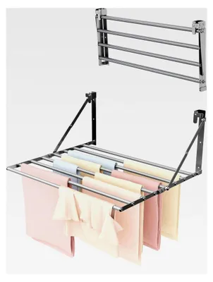 Produktbild von Wandmontierter, klappbarer Wäscheständer, wasserdichter Wäschetrockner für den Außenbereich mit 8 Stangen, platzsparend für Bad, Balkon und Waschraum