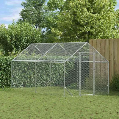 Produktbild von Möbel Hühnerkäfig Silber 400 x 170 x 177 cm Verzinkter Stahl - Kleintier-Ställe &49857