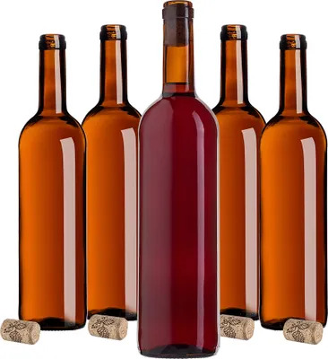 Produktbild von KADAX Weinflasche 750 ml braun mit Agglomeratkorken 10 Stück.