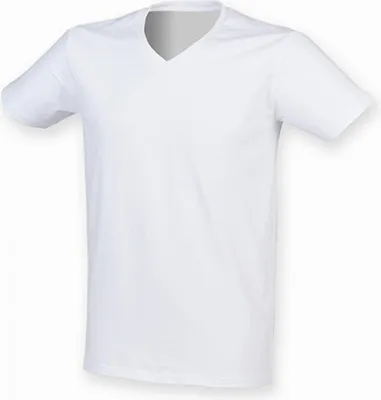 Image de SF Men SF122 | Hommes Feel Good Stretch V-Neck T - Couleur : Blanc - Taille : S