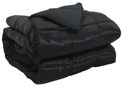 Image de vidaXL Couette toutes saisons noire 135 x 200 cm en satin et microfibre