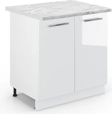 Produktbild von Spülenunterschrank Vicco Fame-Line Weiß Hochglanz 80 cm , AP Marmor, Model 46993