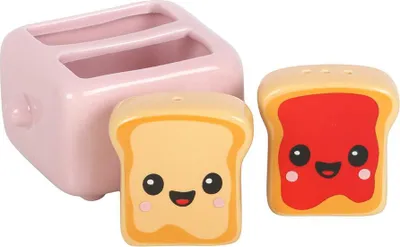 Image de Something Different - Salière et poivrière Toast, céramique SD10930 (taille unique) (rose/jaune/rouge)