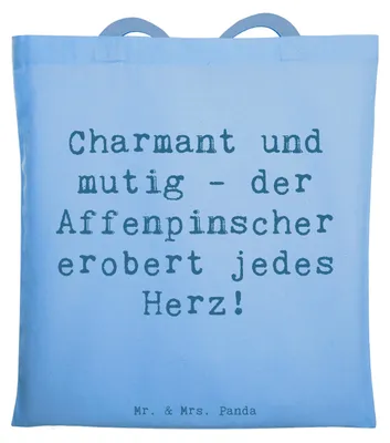 Produktbild von Mr. & Mrs. Panda Einkaufstüte Spruch Affenpinscher Charmeur - Sky Blue - Geschenk, Tasche, Hund, Hunderassen Beschreibung, Tote Bag, Eigenschaften, zotteliges Fell