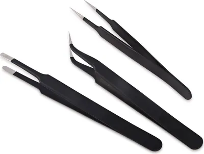 Produktbild von 3 Stück Edelstahl Professionell Präzision Pinzette DIY Tool Pinzetten Reparatur Werkzeug Kit für Industrie Elektronik Schmuckherstellung Laborarbeit Autofolie Kleben