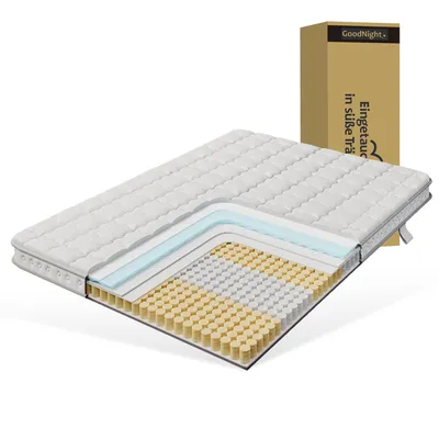 Immagine prodotto di Materasso a molle insacchettate a 7 zone, Merax, 90x200 cm, livello di comfort H3; materasso in schiuma fredda ortopedica, 10 cm, traspirante e adatto alle persone con allergie,  OEKO-TEX