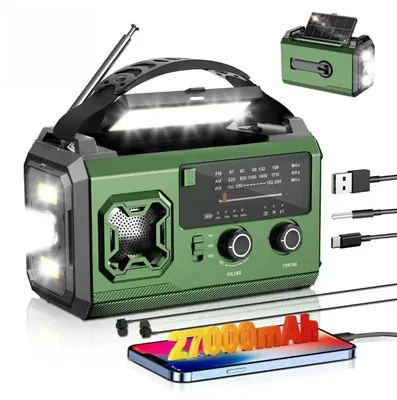 Productafbeelding van 27000 mAh zwengelradio met Bluetooth, zonne-energie en SOS-alarm