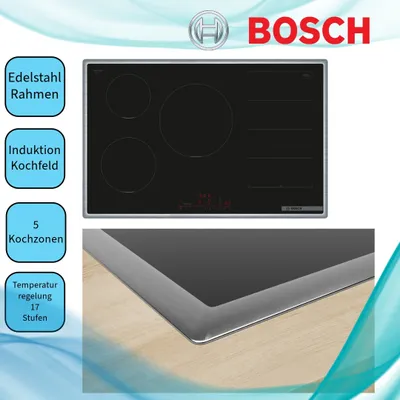 Immagine prodotto di Bosch PXV845HC1E piano cottura a induzione piatto, telaio largo autosufficiente