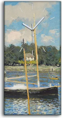 Produktbild von Dekor Leinwand Uhr Wandbilder Geräuschlos 30x60 Die Brücke von Argenteuil - weiße Hände
