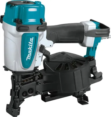 A professional studio shot of a pneumatic nail gun.