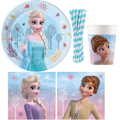 Produktbild von Party Deko Set Die Eiskönigin 2 Nordlichter Kindergeburtstag Geburtstag Einweggeschirr für 16 Kinder